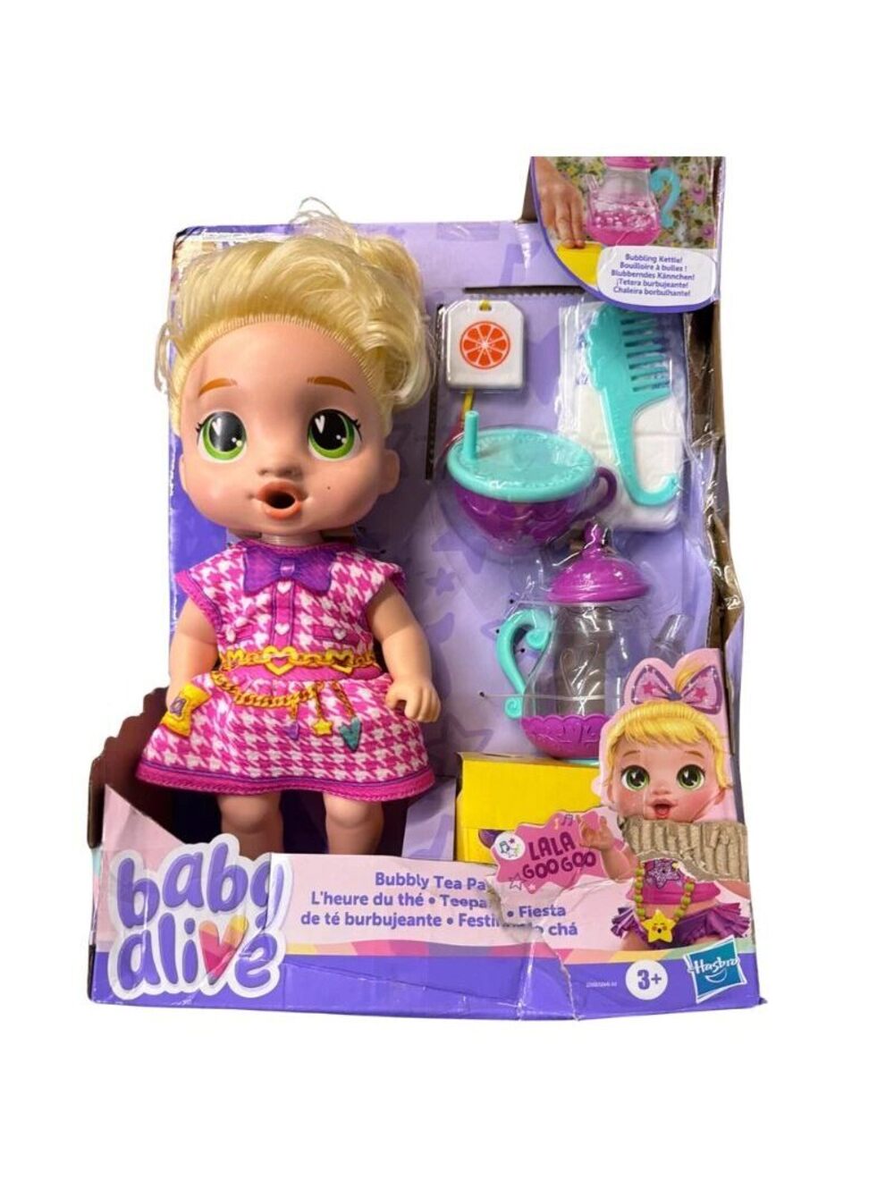 Baby Alive Bubbly Tea Party Doll Lala Goo Goo Hasbro Accessories Damaged Box